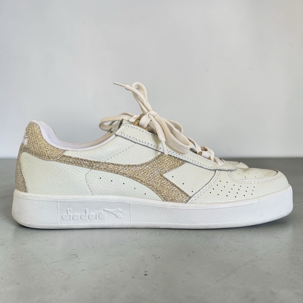 Diadora B.Elite White with Gold Glitter (womens 9 / 40.5)
